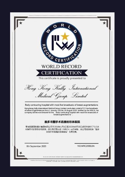 凯丽国际创WRCA世界纪录，获官方认可！